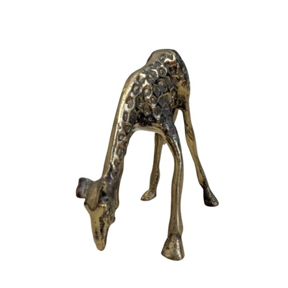 Vintage Brass Giraffe Figurine Baby Animal Statue 4.25" Tall Handcrafted Decorat - Picture 4 of 14